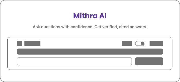 Wireframe image for Mithra app that has "Mithra AI" written on it